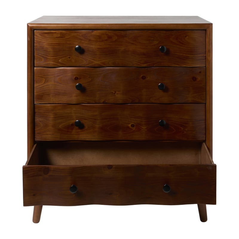 Kast retro met 4 lades - donkerbruin - 87.5x80x40.5 cm