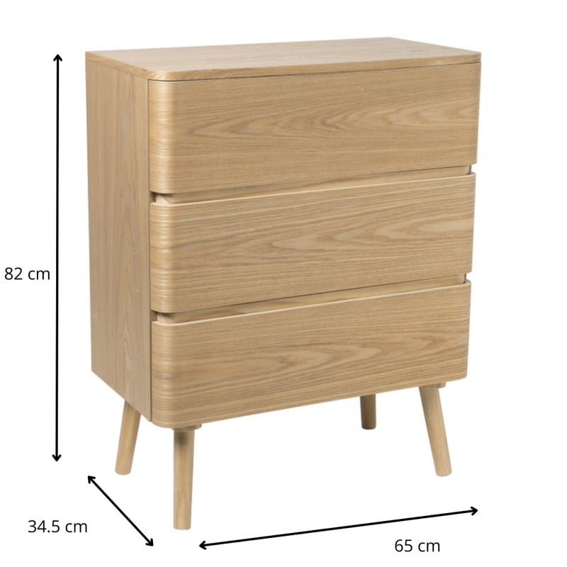 Ladekast Trondheim - 3 laden - 82x65x34.5 cm