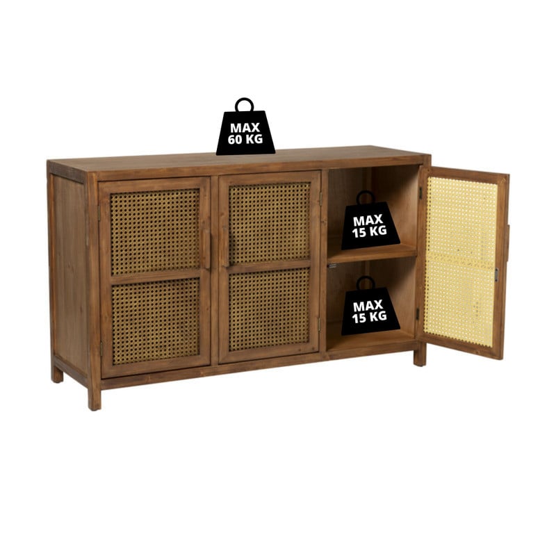 Webbing dressoir Bandung - bruin - 72x120x40 cm
