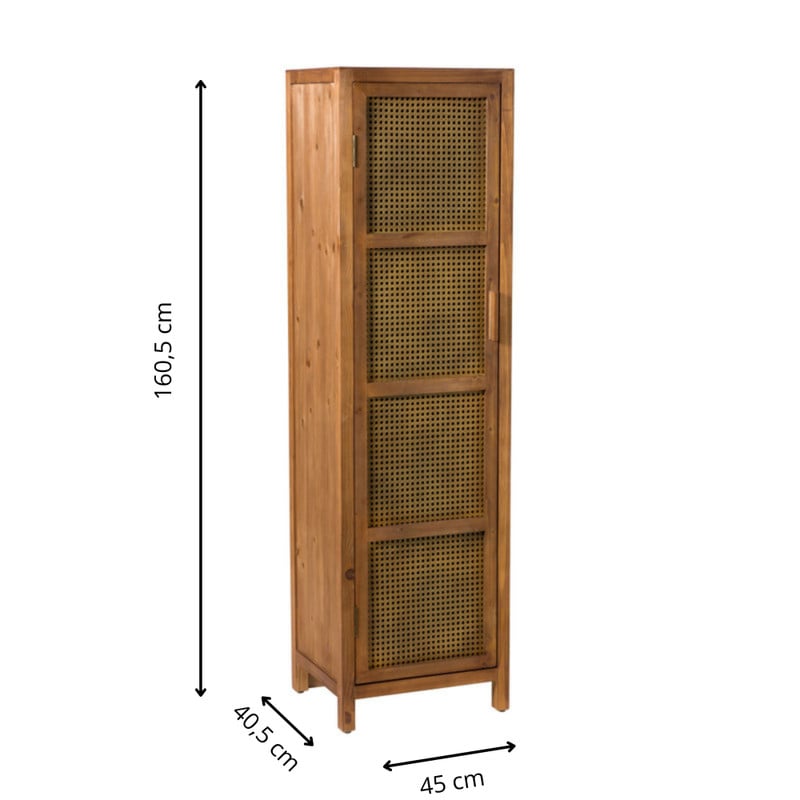 Webbing kast smal Bandung - bruin - 160.5x45x40.5 cm