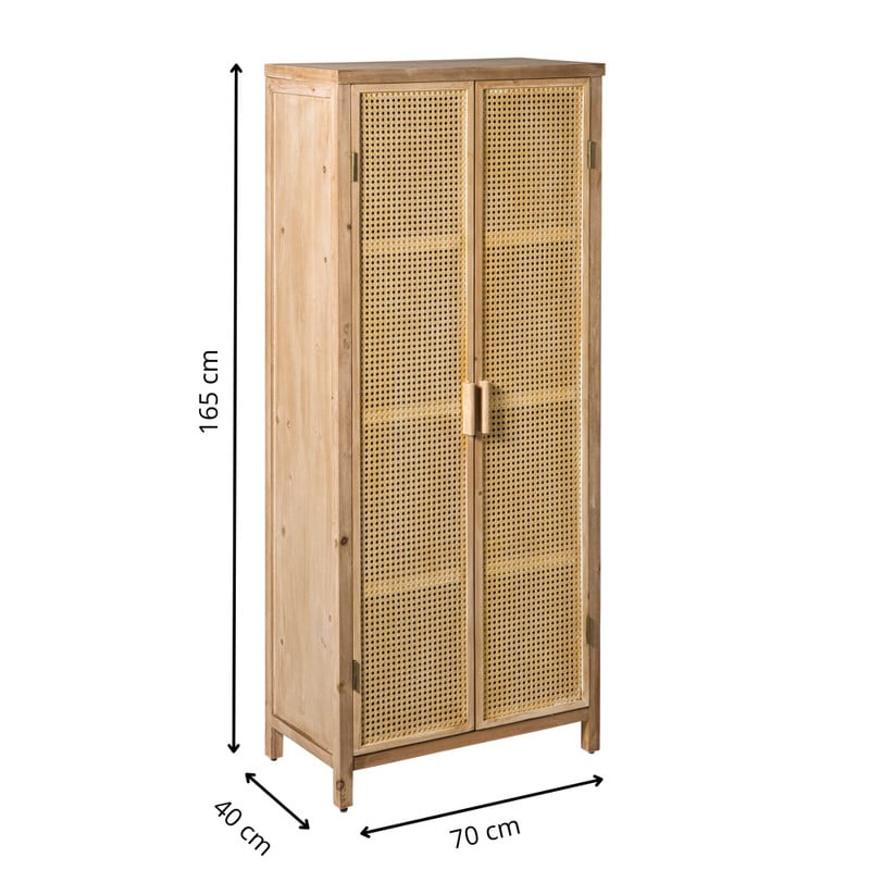 Kast webbing Lombok - naturel - 165x70x40 cm