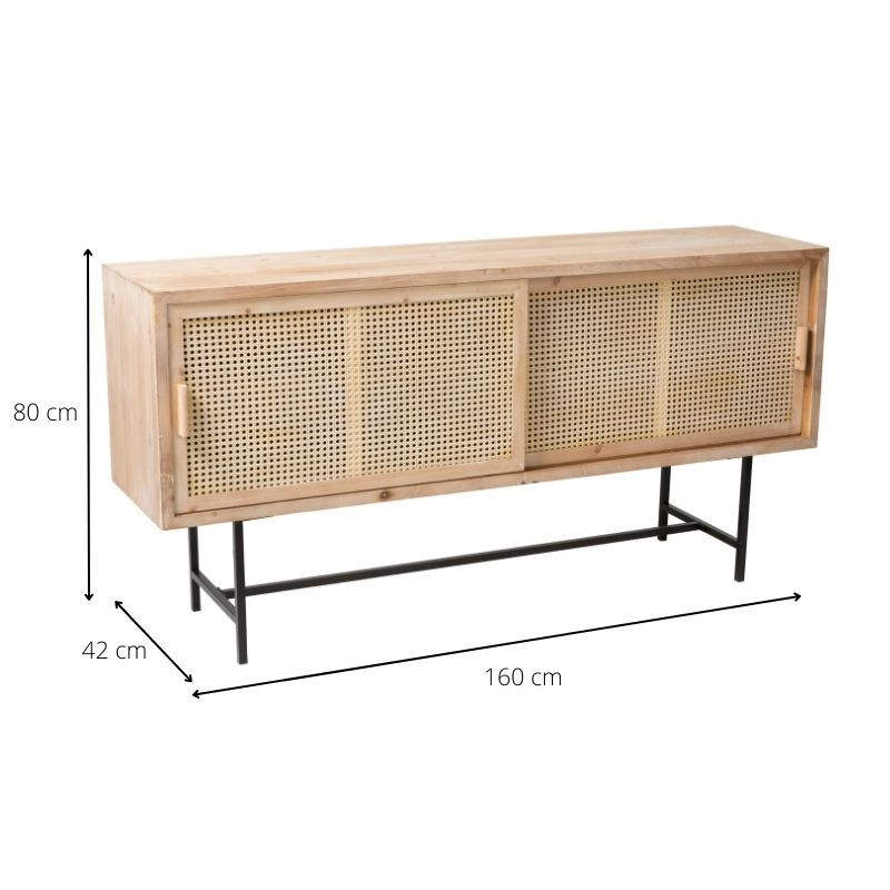 Webbing Sumatra dressoir  - metalen poten - 80x160x42 cm
