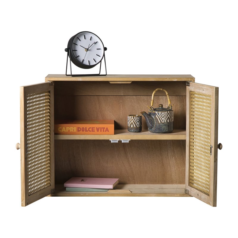 Webbing wandkast Bandung - naturel - 48.5x60x22 cm
