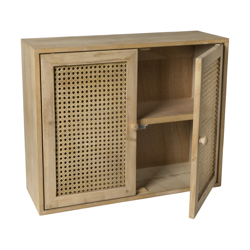 Webbing wandkast Bandung - naturel - 48.5x60x22 cm