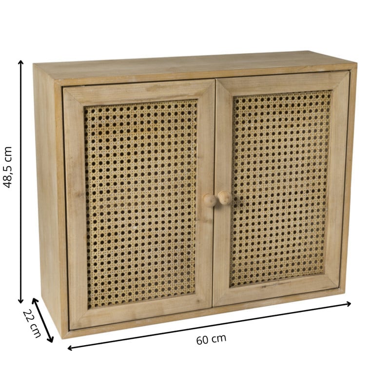 Webbing wandkast Bandung - naturel - 48.5x60x22 cm