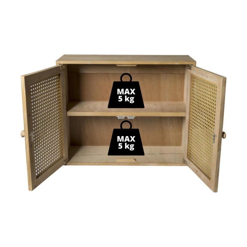 Webbing wandkast Bandung - naturel - 48.5x60x22 cm