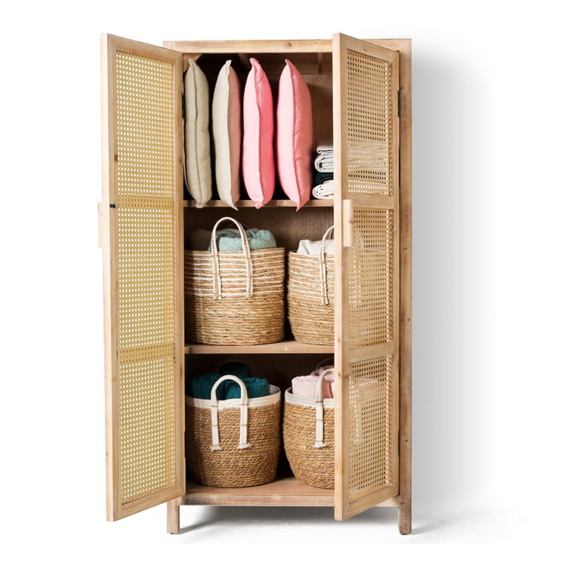 Webbing kast Bandung hoog - naturel - 140x70x40 cm