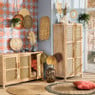 Webbing kast Bandung hoog - naturel - 140x70x40 cm