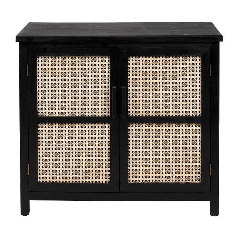 Webbing kast Bandung - zwart/naturel - 80x40x72 cm