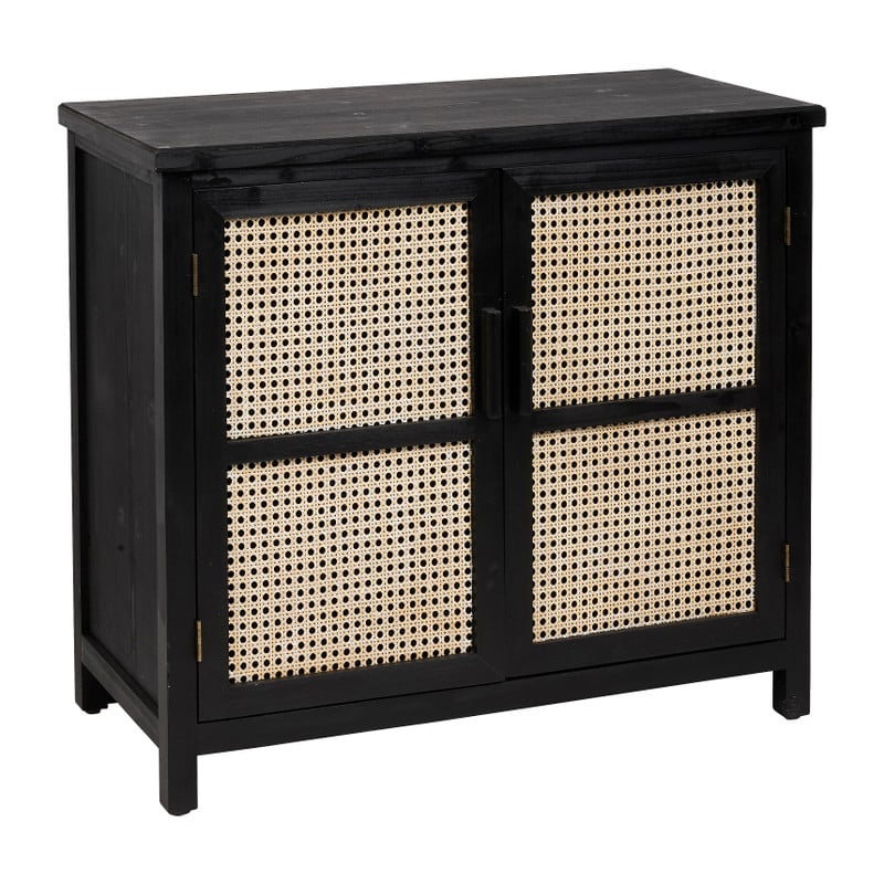 Webbing kast Bandung - zwart/naturel - 80x40x72 cm