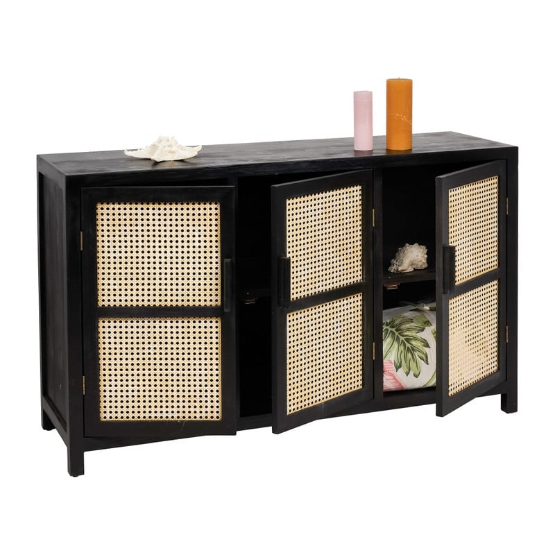 Webbing dressoir Bandung - zwart - 120x40x72 cm