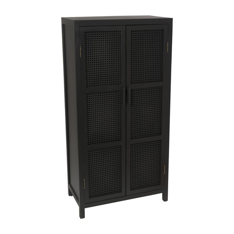 Webbing kast Bandung hoog - zwart - 140x70x40 cm