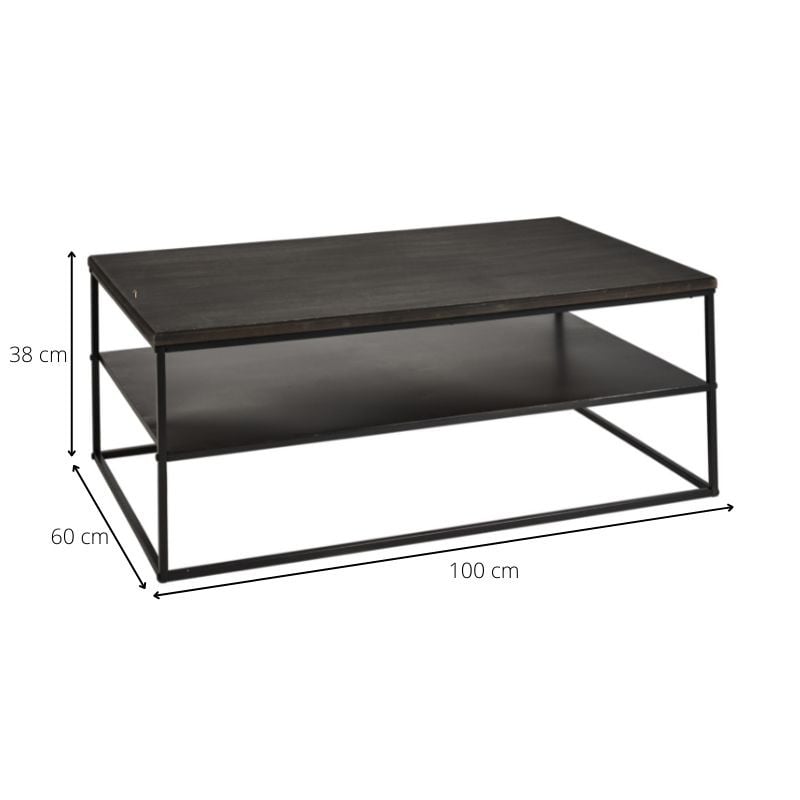 Salontafel Gijs - zwart - 100x60x38 cm