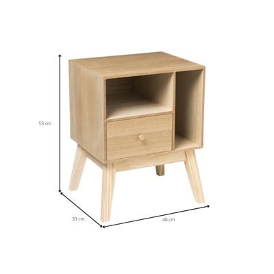 Nachtkastje Olivia met 1 lade - naturel - 40x33x53 cm 