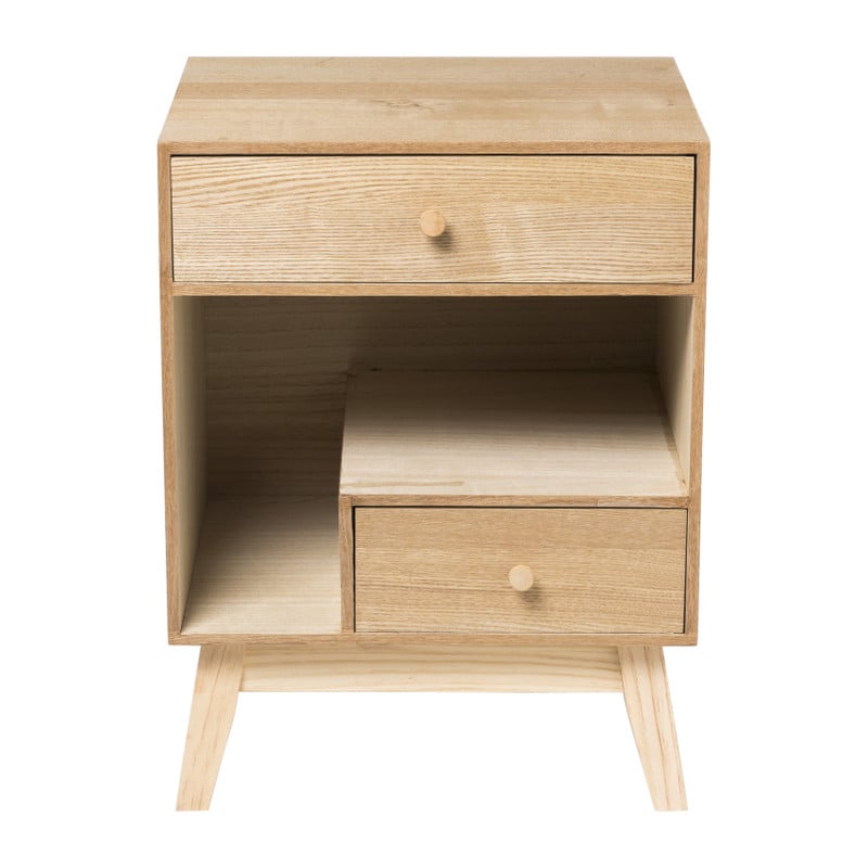 Nachtkastje Olivia met 2 lades - naturel - 40x33x53 cm 
