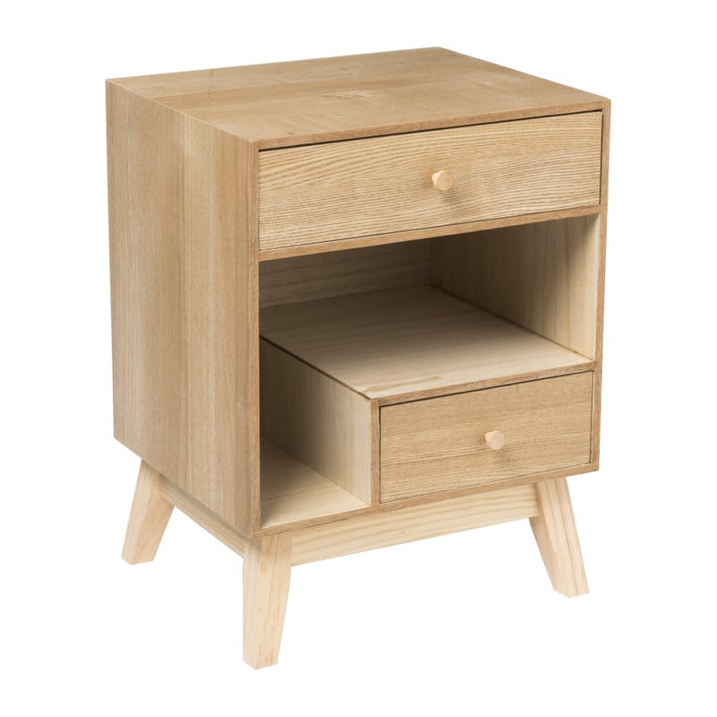 Nachtkastje Olivia met 2 lades - naturel - 40x33x53 cm 