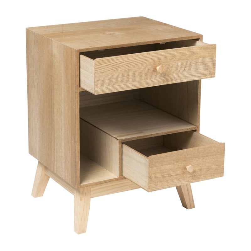 Nachtkastje Olivia met 2 lades - naturel - 40x33x53 cm 