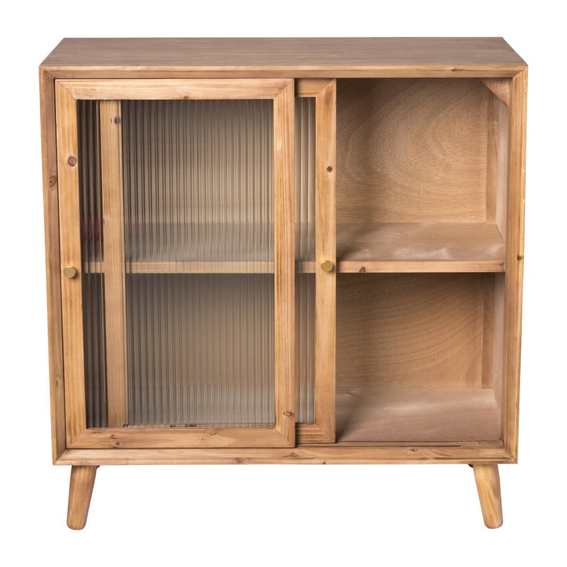 Kast vintage met schuifdeur - bruin - 81.5x80x38 cm