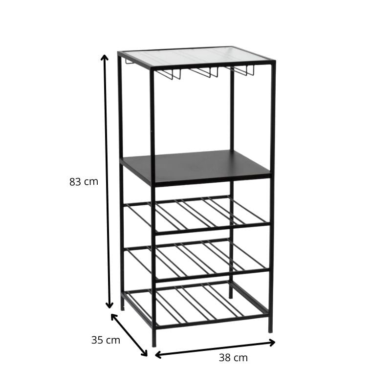 Wijnrek Memphis - metaal/glas - 83x38x35 cm