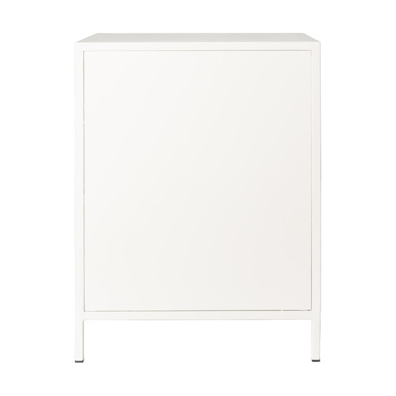 Nachtkastje Luca met geribbeld glazen deurtje - offwhite - 55.5x40x32 cm