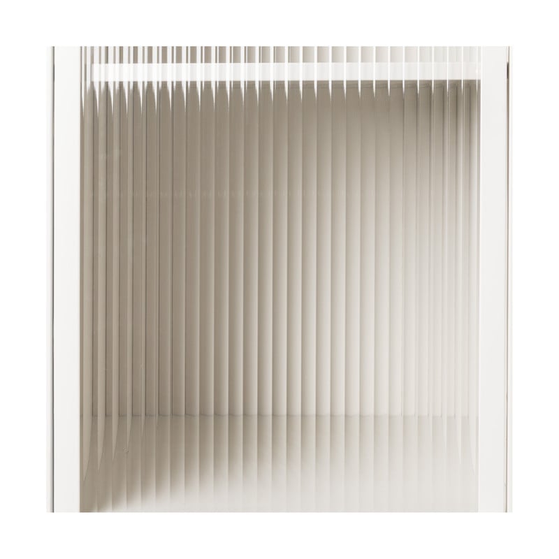 Nachtkastje Luca met geribbeld glazen deurtje - offwhite - 55.5x40x32 cm