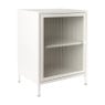 Nachtkastje Luca met geribbeld glazen deurtje - offwhite - 55.5x40x32 cm