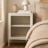 Nachtkastje Luca met geribbeld glazen deurtje - offwhite - 55.5x40x32 cm