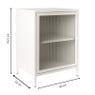 Nachtkastje Luca met geribbeld glazen deurtje - offwhite - 55.5x40x32 cm