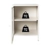 Nachtkastje Luca met geribbeld glazen deurtje - offwhite - 55.5x40x32 cm