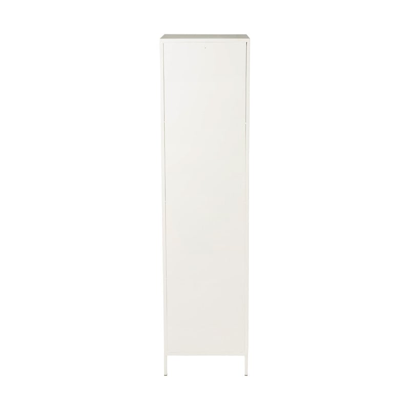 Hoge kast Luca met geribbeld glazen deurtje - offwhite - 160x42x40 cm