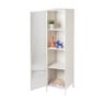 Hoge kast Luca met geribbeld glazen deurtje - offwhite - 160x42x40 cm