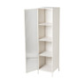 Hoge kast Luca met geribbeld glazen deurtje - offwhite - 160x42x40 cm