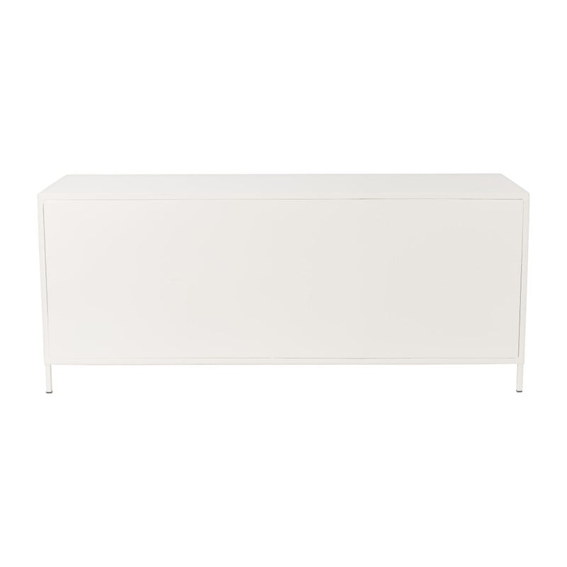 Dressoir Luca met geribbeld glazen deurtjes - offwhite - 50x120x42 cm