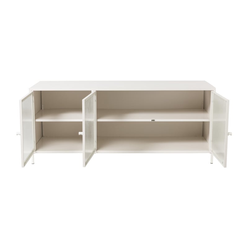 Dressoir Luca met geribbeld glazen deurtjes - offwhite - 50x120x42 cm