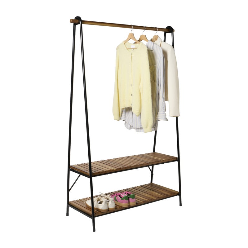 Kledingrek met twee planken - bruin/zwart - 170x100x46 cm