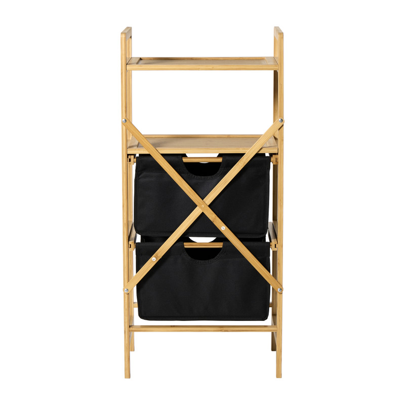 Opbergrek met twee laden - bruin/zwart - 96x44x33  cm