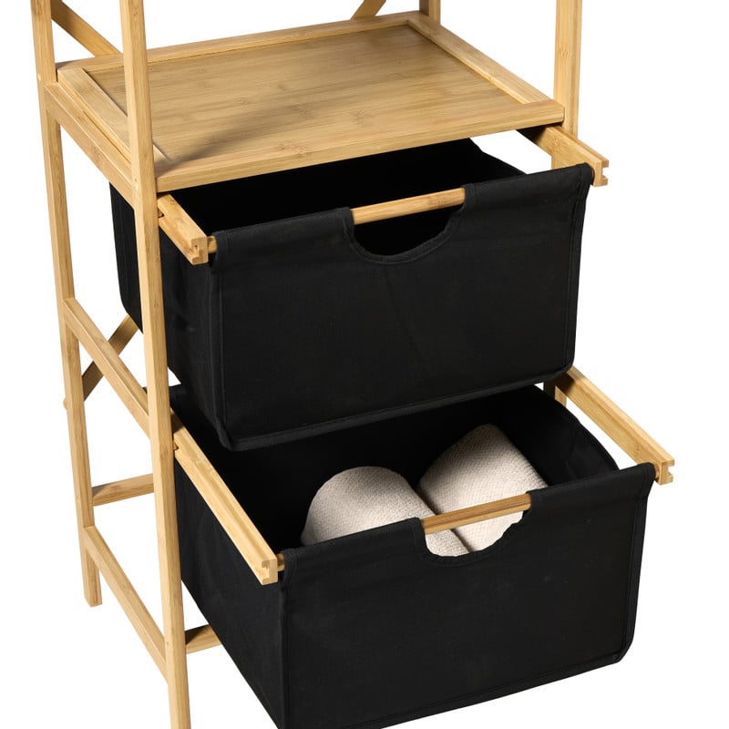 Opbergrek met twee laden - bruin/zwart - 96x44x33  cm