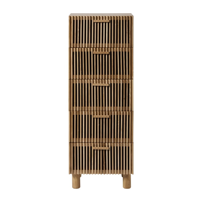 Smalle kast Japandi met 5 lades- bruin - 108x40x31 cm