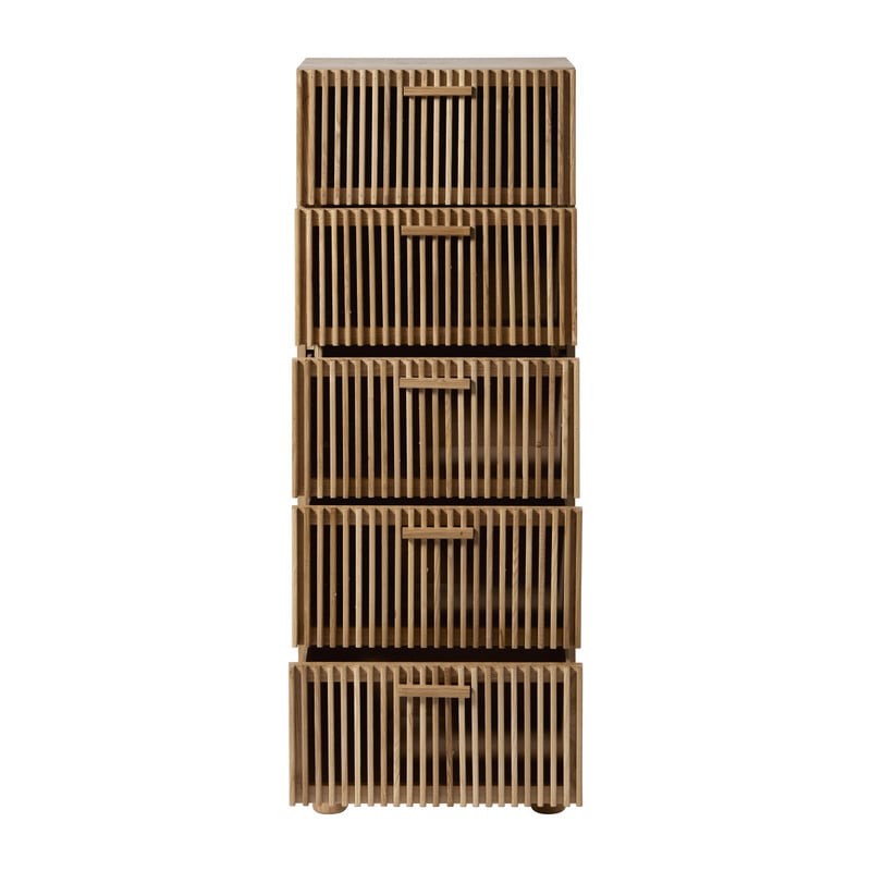 Smalle kast Japandi met 5 lades- bruin - 108x40x31 cm