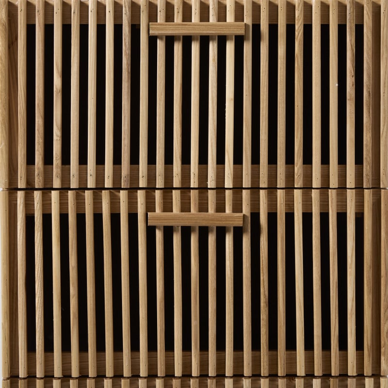Smalle kast Japandi met 5 lades- bruin - 108x40x31 cm