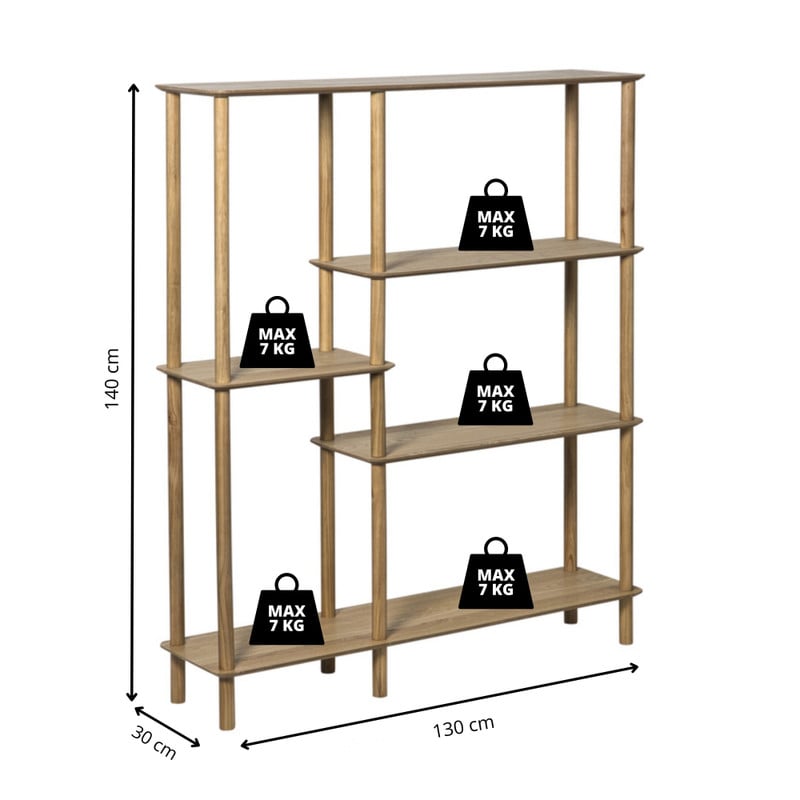 Vakkenkast Scandi hoog - naturel - 140x120x30 cm 