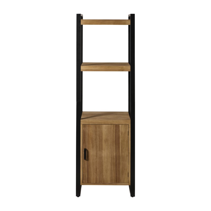 Kast met 1 deur James -  bruin/zwart - 168.5x54x41 cm