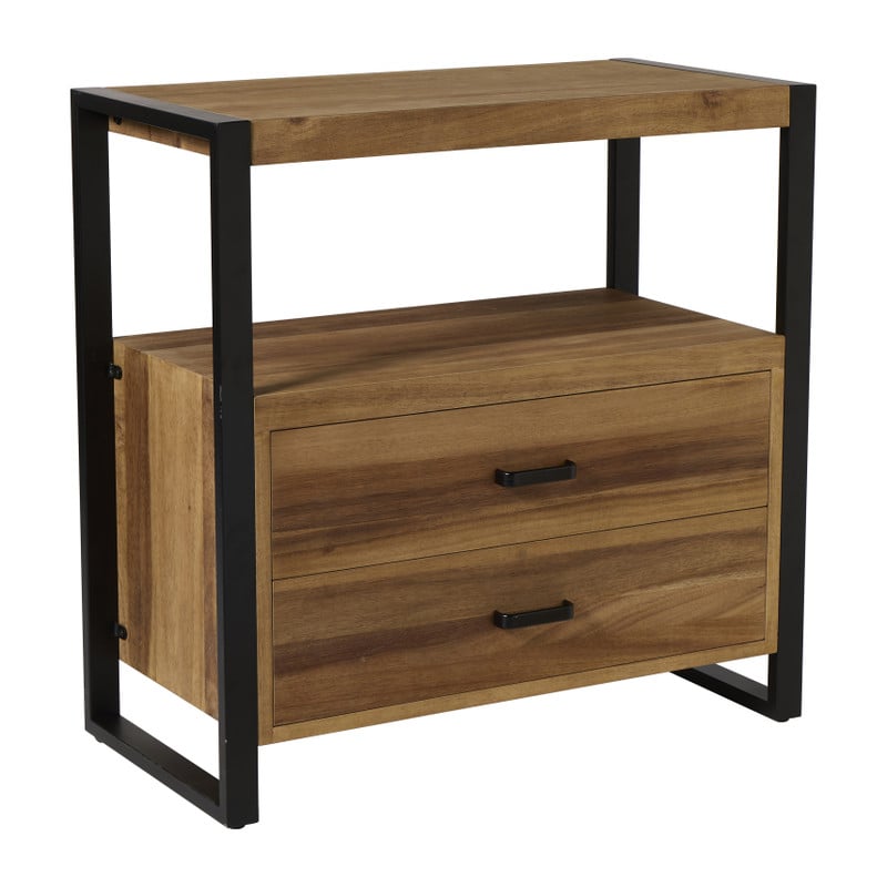 Ladekast James met 2 lades - bruin/zwart - 80x80x41 cm