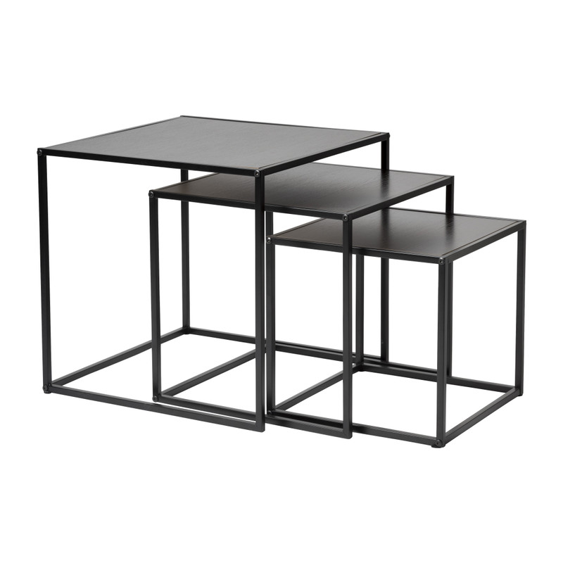 Bijzettafelt basix - zwart - set van 3