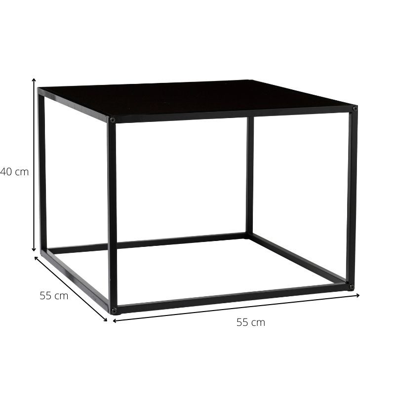 Bijzettafel basix - zwart - 55x55x40 cm