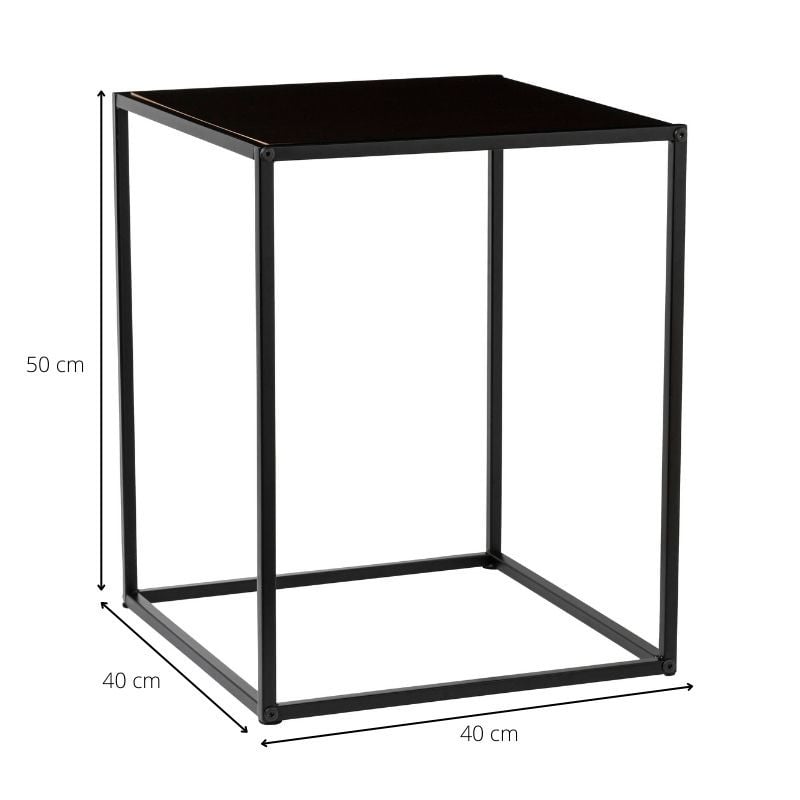 Bijzettafel basix - zwart - 40x40x50 cm