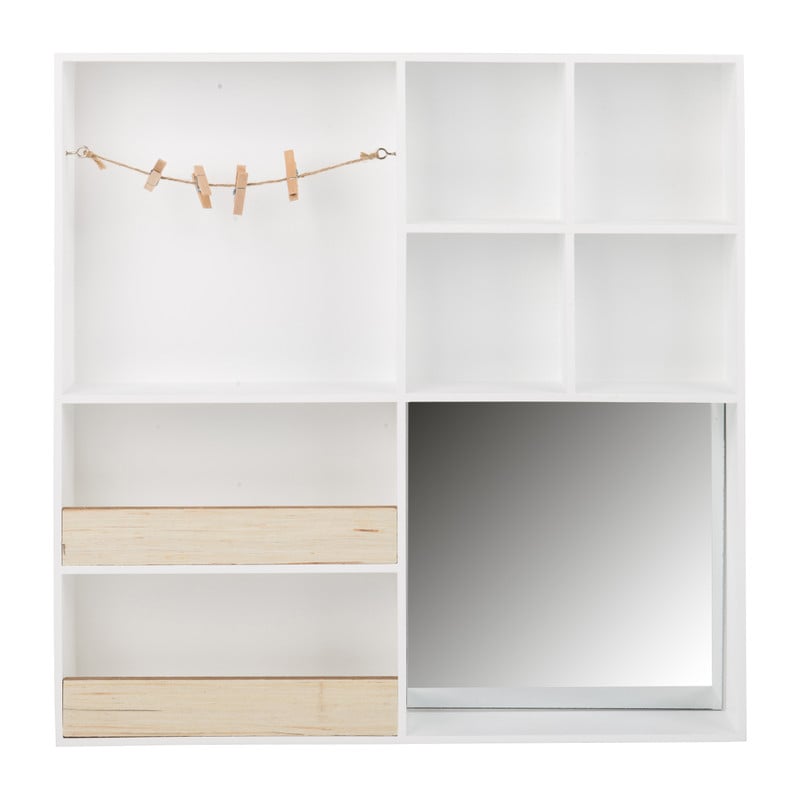 Letterbak met spiegel - 50x50 cm - wit 