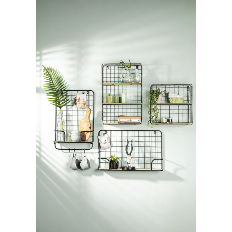 Wandrekje met plank en haken - 40x12x53 cm 