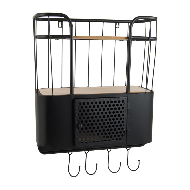 Wand-bakkerskast met deurtje - 45x20x48 cm - zwart
