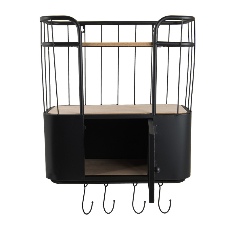 Wand-bakkerskast met deurtje - 45x20x48 cm - zwart